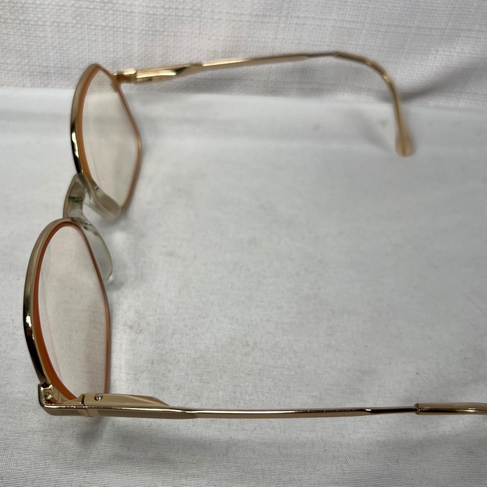 Luxottica Annette Eyeglasses Gold Electric Pink Square Frame Italy 53-17-130 - Picture 10 of 11